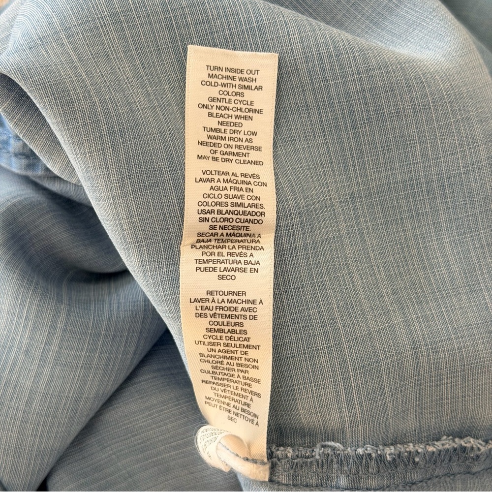 Chico's Light Blue Tie-Front Denim Button-Down - Picture 9 of 12